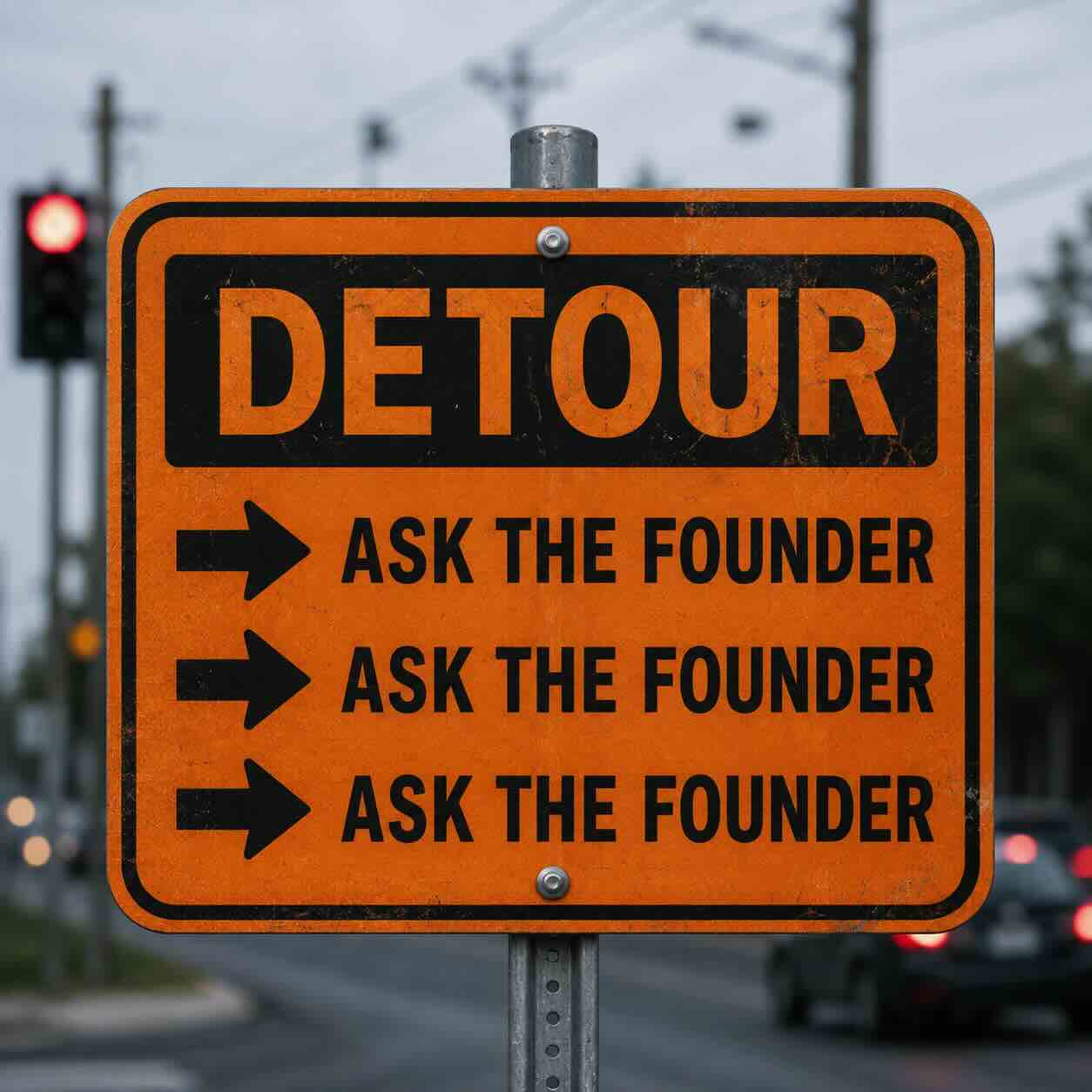Detour sign: Ask the Founder