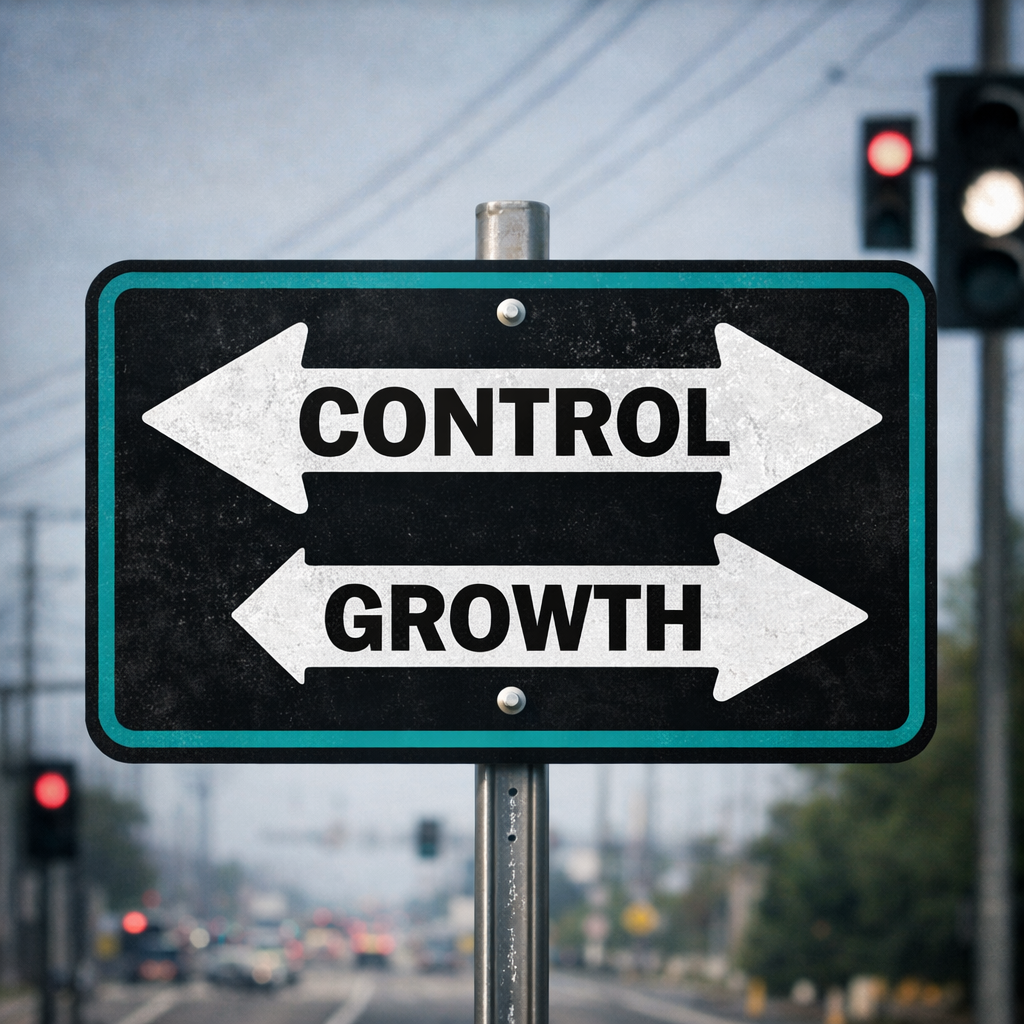 Control versus growth street sign