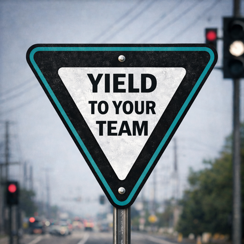 Yield to your team street sign